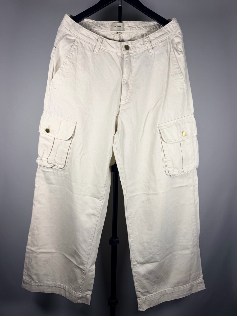 DL1961 Women's Off-White Wide Leg Cargo Jeans